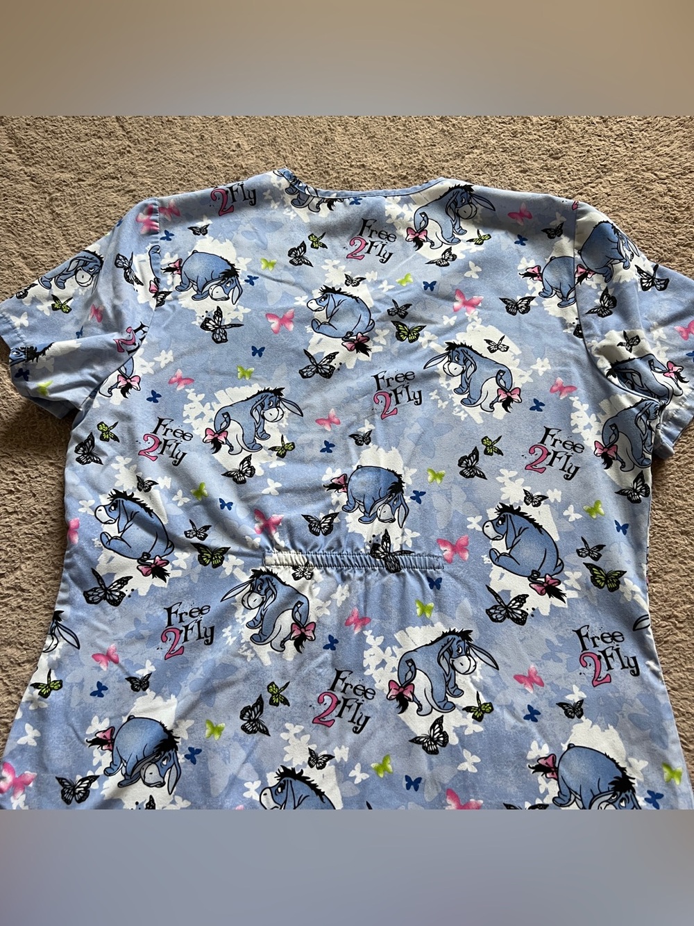 Disney Eeyore Scrub Top Medical Nursing Healthcare Utility Nurse Cute Retro Sz S - Picture 8 of 8